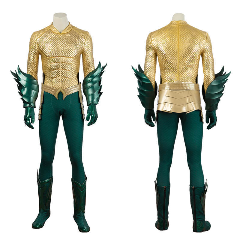 Aquaman Halloween Superhero Costume Adults Movie Arthur Curry Gold Suit Takerlama