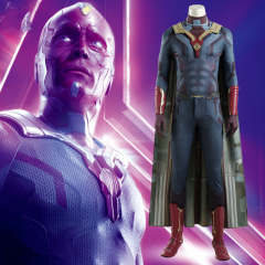 WandaVision Vision Cosplay Costume Superhero Jumpsuit Cape No Boots Takerlama