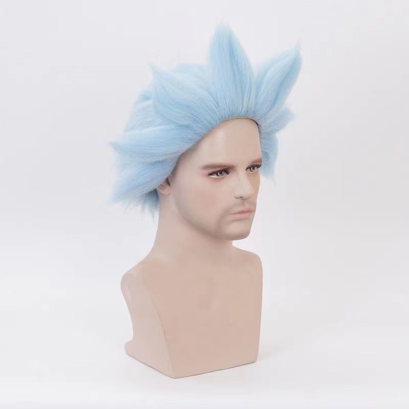 Rick and Morty Rick Sanchez Cosplay Wig Blue Hair for Adults Takerlama