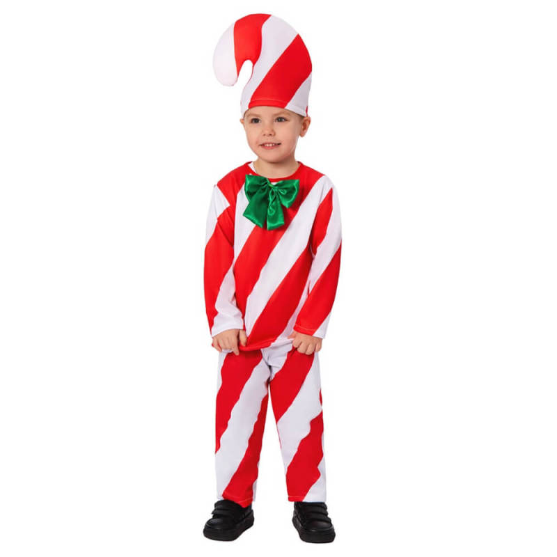 Kids Candy Cane Christmas Costume Red Holiday Party Outfits Takerlama