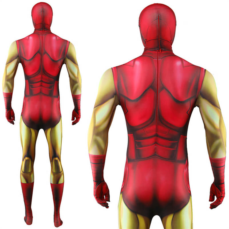 Iron Man Classic Cosplay Costume Marvel Superhero the Avengers Red Bodysuit Adults Kids Takerlama