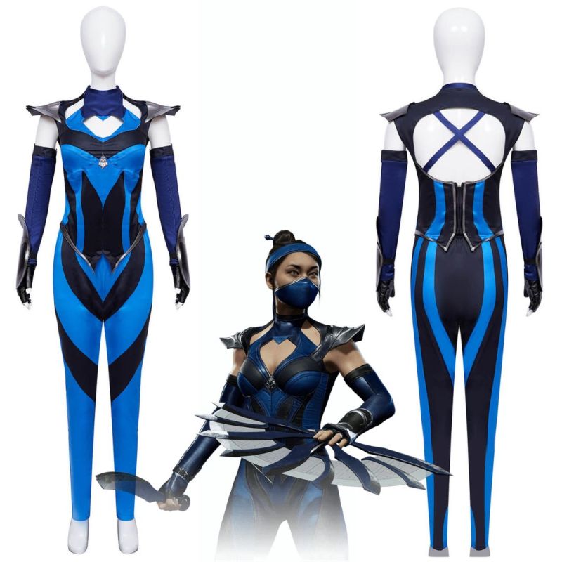 Mortal Kombat 11 Kitana Cosplay Costume MK Blue Outfit Takerlama