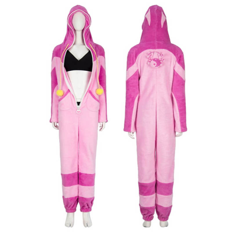 Takerlama Street Fighter 6 Juri Han Cosplay Costume Pink Jumpsuit