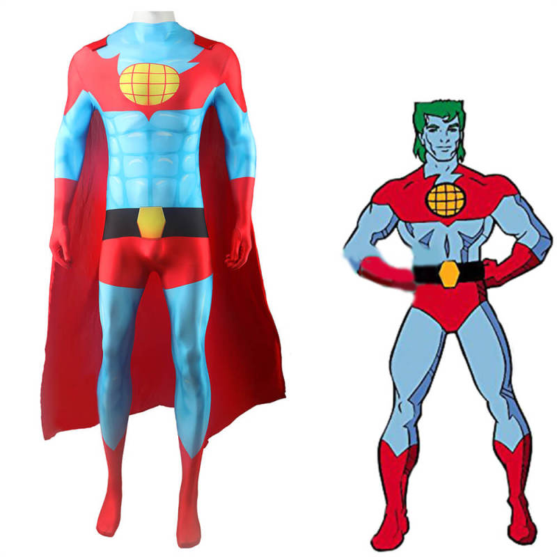 Takerlama Captain Planet Cosplay Costume Superhero Jumpsuit Cloak Adults Kids