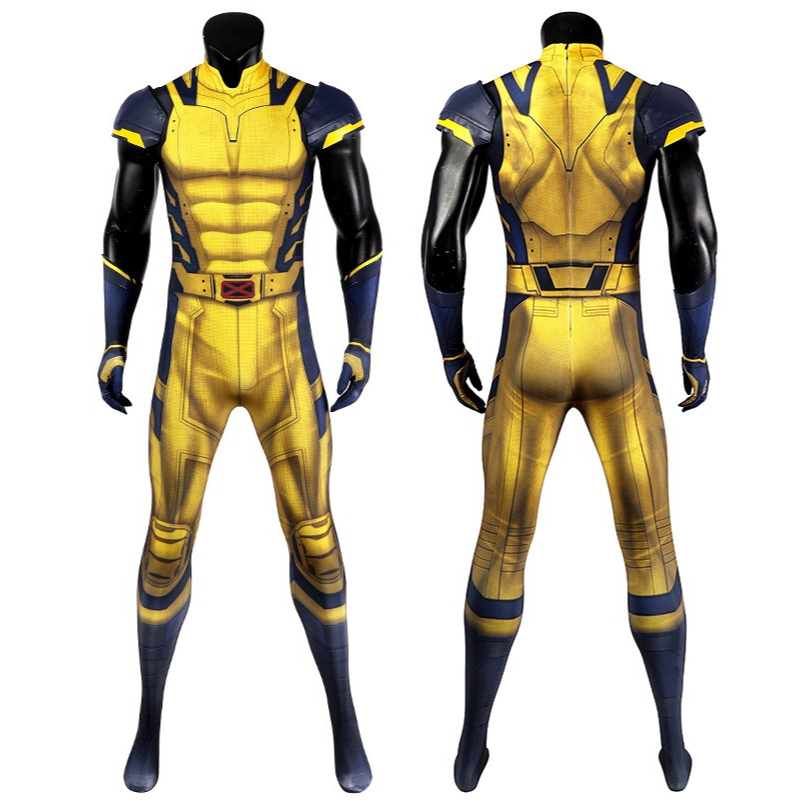 Takerlama Deadpool & Wolverine Cosplay Costume Yellow Sleeveless Bodysuit Spandex