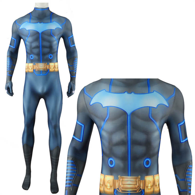 Batman and Mobius Chair Cosplay Costume DC Superhero Jumpsuit Cloak Takerlama
