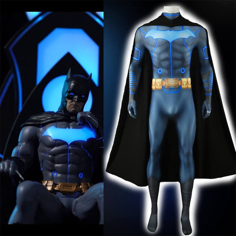 Batman and Mobius Chair Cosplay Costume DC Superhero Jumpsuit Cloak Takerlama