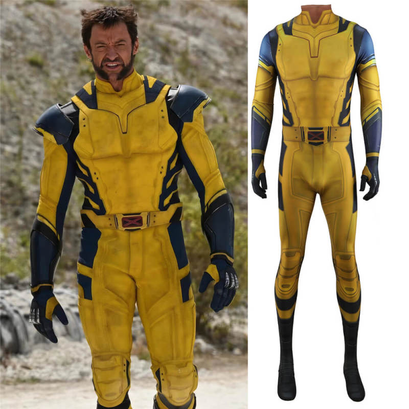 Takerlama Deadpool &amp; Wolverine Cosplay Costume Yellow Sleeveless Bodysuit Spandex