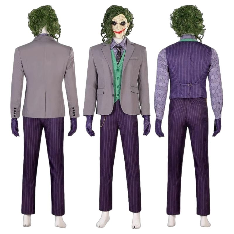 Deluxe Batman Dark Knight Joker Costume Heath Ledger Purple Suit Takerlama