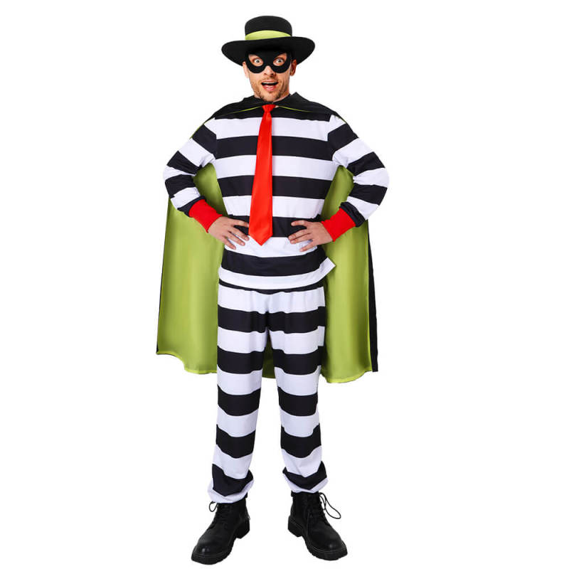 Hamburglar Thief Prison Costume Men's Halloween Cosplay Outfits Takerlama