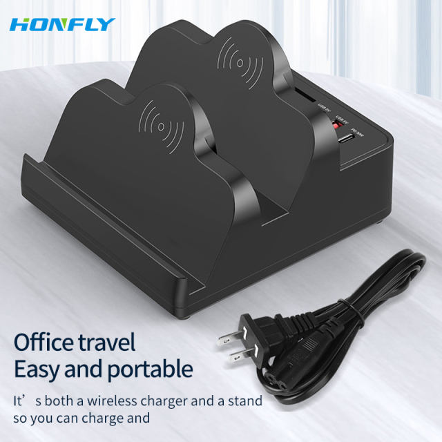 Honfly 65W PD super fast charging multi-port portable charging station dual position wireless charger 110W high power charger