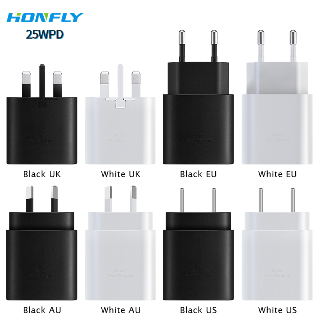 Honfly mobile phone charger 25W PD Quick charge for samsung Note 10 fast charger for Samsung TA800 charger charging cable type c