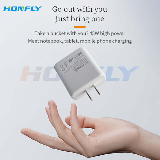 Honfly sell well fast charging plug US EU UK 45w pd super fast charge plug type c for samsung s22 charger usb c power adaptor