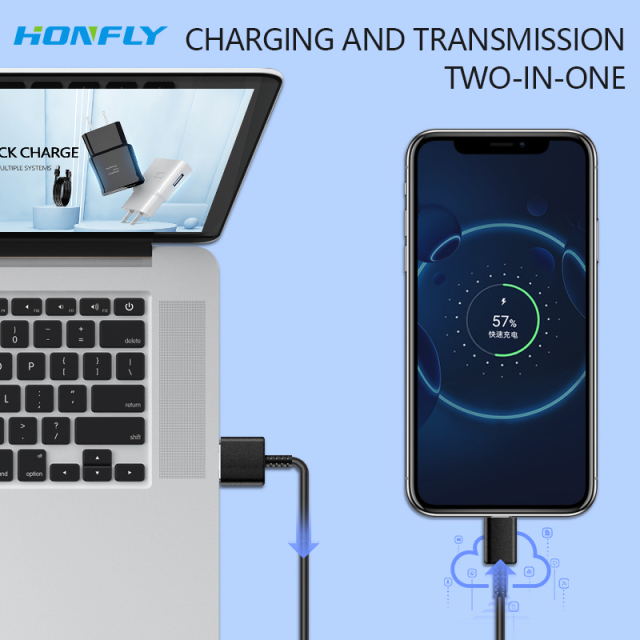 Honfly Wholesale USB C Charge Cable For Samsung Galaxy S21 S22 Note 10 20 Fast Charging data Charger USB Type C Cable