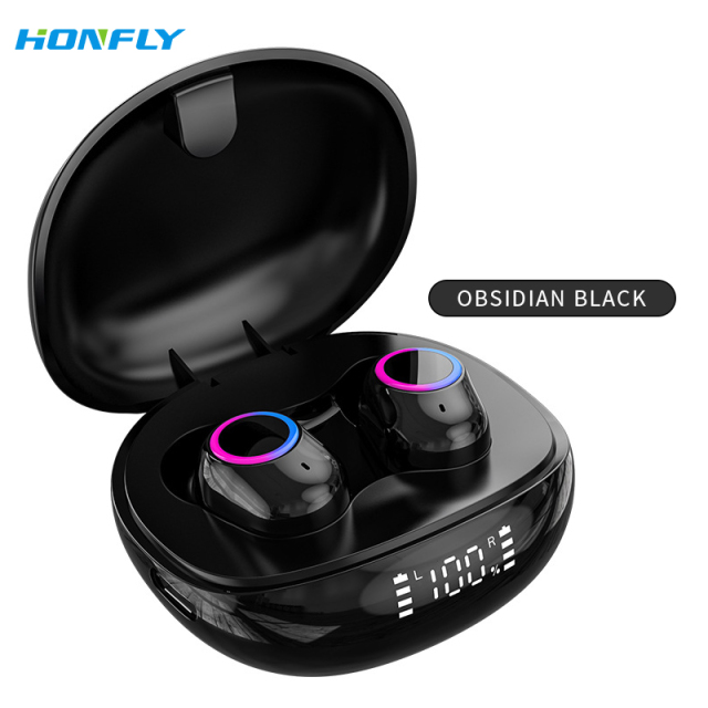 Honfly F8 wireless Bluetooth headset mini TWS in-ear digital display with power display low latency noise reduction touch stereo