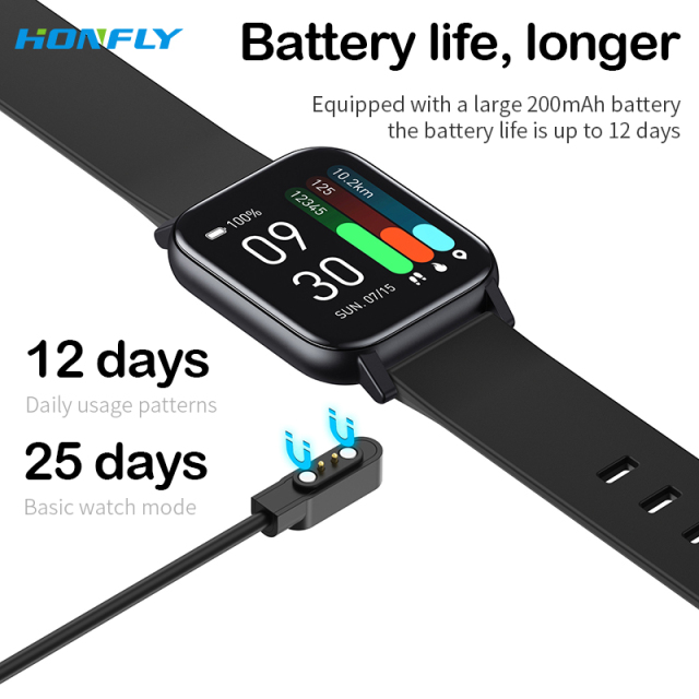 Honfly Gts1 heart rate blood oxygen pressure temperature breathing training sleep monitor IP68 temperature sports smart watch