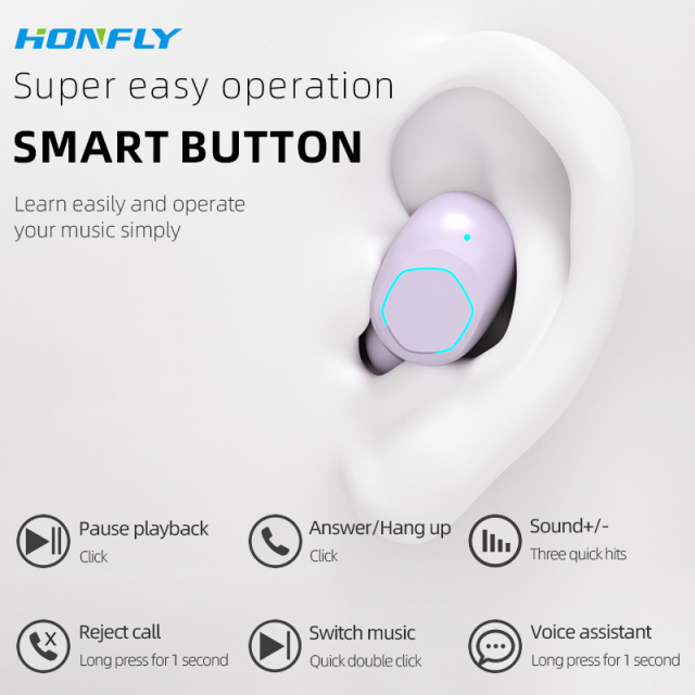 Honfly M13 Bluetooth headset TWS wireless headset in-ear noise reduction digital display mini 5.2 Bluetooth chip