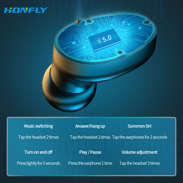 Honfly M12 wireless Bluetooth headset tws binaural sports running in-ear touch stereo smart headset