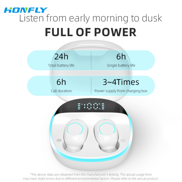 Honfly M13 Bluetooth headset TWS wireless headset in-ear noise reduction digital display mini 5.2 Bluetooth chip