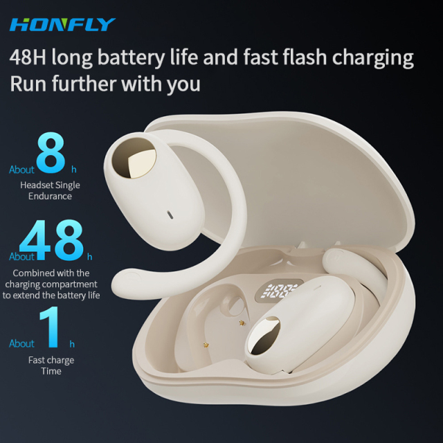 Honfly LX08 ear-mounted Bluetooth headset, ultra-long battery life, noise-cancelling wireless headset, waterproof sports headset