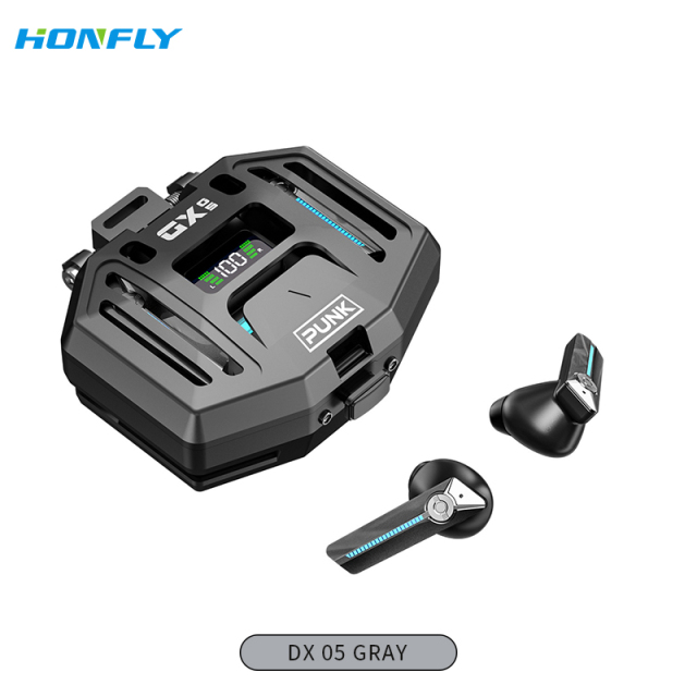 Honfly DX 03 05 pop-up mecha style metal texture in-ear waterproof and noise-cancelling gaming Bluetooth headset wholesale