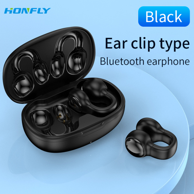 Honfly True wireless M30 ear clip Bluetooth headset, non-ear-friendly, large battery, long battery life, bone conduction wireless headset tws