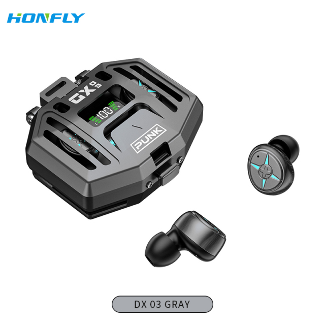 Honfly DX 03 05 pop-up mecha style metal texture in-ear waterproof and noise-cancelling gaming Bluetooth headset wholesale