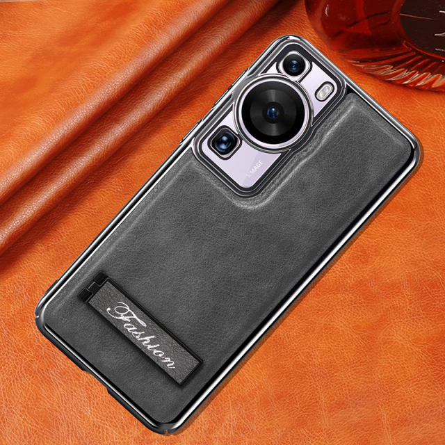 all-inclusive electroplated folding stand shockproof TPU phone case For Huawei p60 business leather case with stand