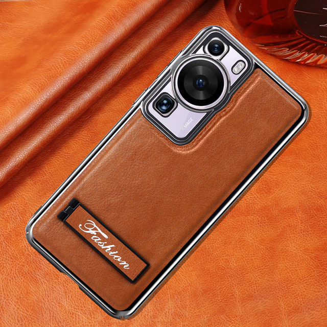 all-inclusive electroplated folding stand shockproof TPU phone case For Huawei p60 business leather case with stand