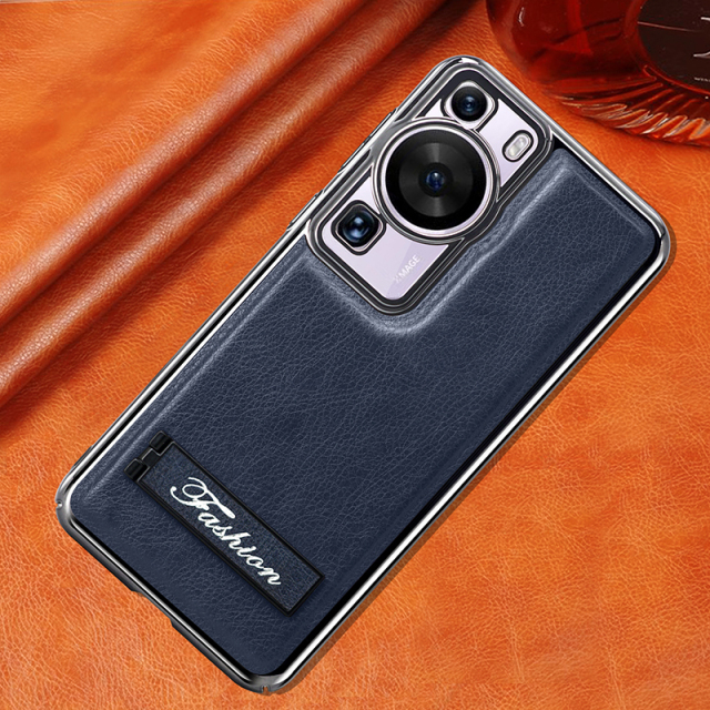 all-inclusive electroplated folding stand shockproof TPU phone case For Huawei p60 business leather case with stand