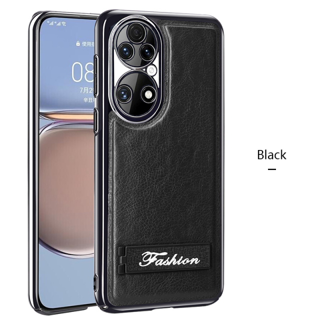 all-inclusive electroplated folding stand shockproof TPU phone case For Huawei p50 business leather case with stand