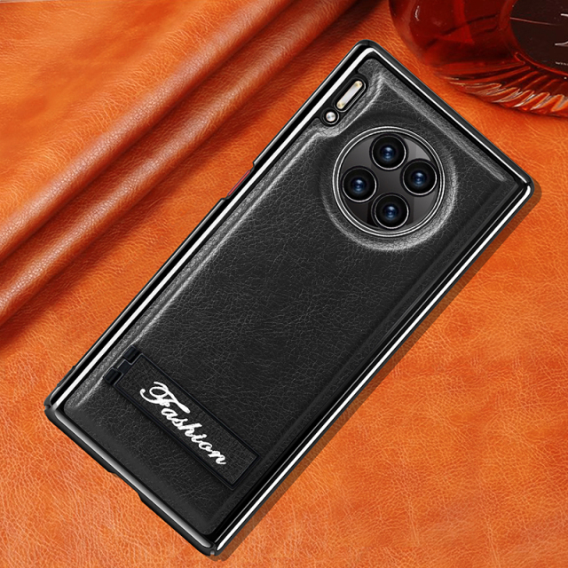 all-inclusive electroplated folding stand shockproof TPU phone case For Huawei mate 30 pro business leather case with stand