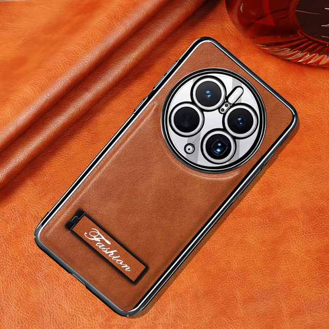 all-inclusive electroplated folding stand shockproof TPU phone case For Huawei mate 50 pro business leather case with stand