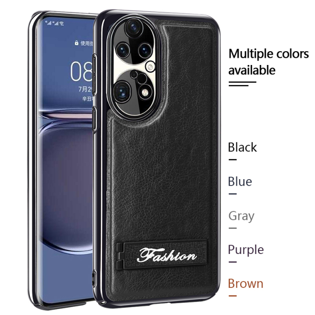 all-inclusive electroplated folding stand shockproof TPU phone case For Huawei p50 pro business leather case with stand