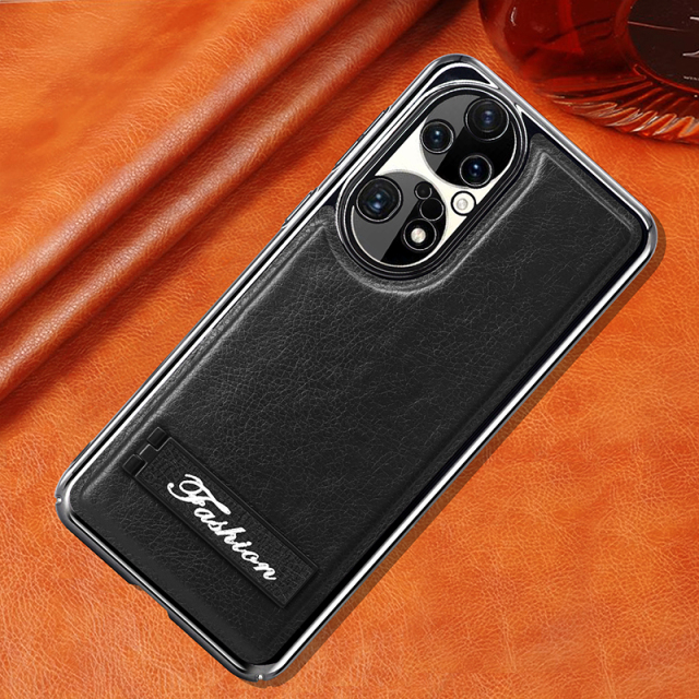 all-inclusive electroplated folding stand shockproof TPU phone case For Huawei p50 pro business leather case with stand