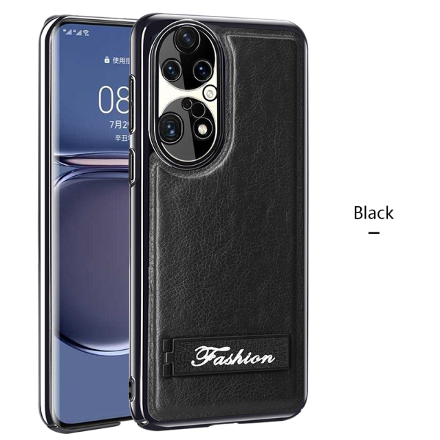 all-inclusive electroplated folding stand shockproof TPU phone case For Huawei p50 pro business leather case with stand