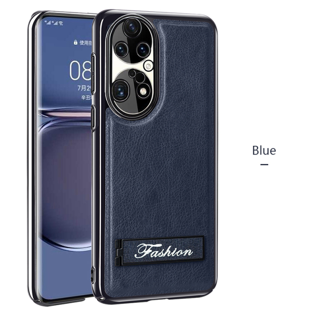 all-inclusive electroplated folding stand shockproof TPU phone case For Huawei p50 pro business leather case with stand