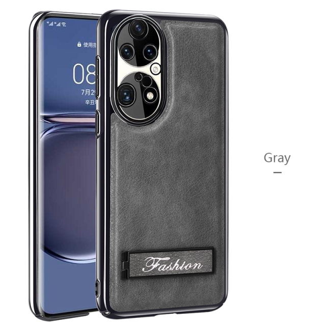 all-inclusive electroplated folding stand shockproof TPU phone case For Huawei p50 pro business leather case with stand