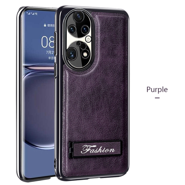 all-inclusive electroplated folding stand shockproof TPU phone case For Huawei p50 pro business leather case with stand