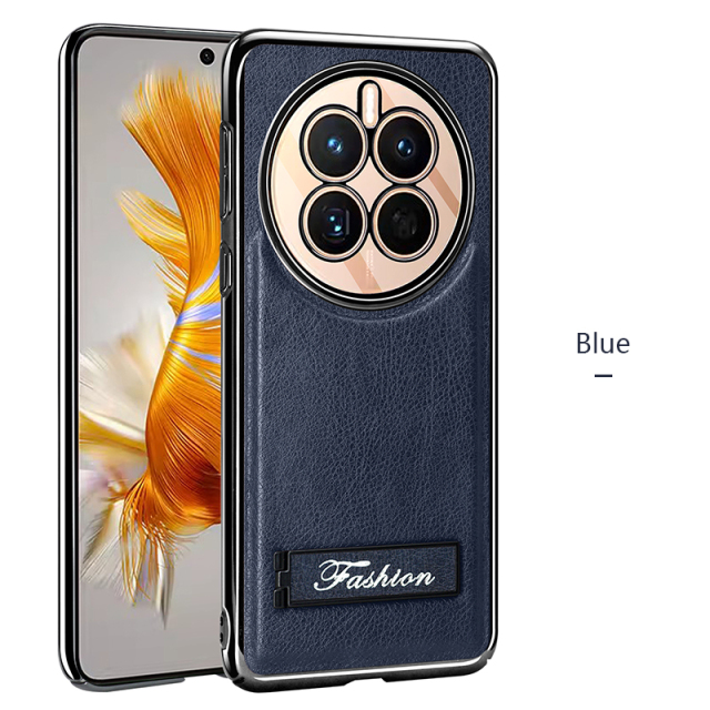 all-inclusive electroplated folding stand shockproof TPU phone case For Huawei mate 50 business leather case with stand