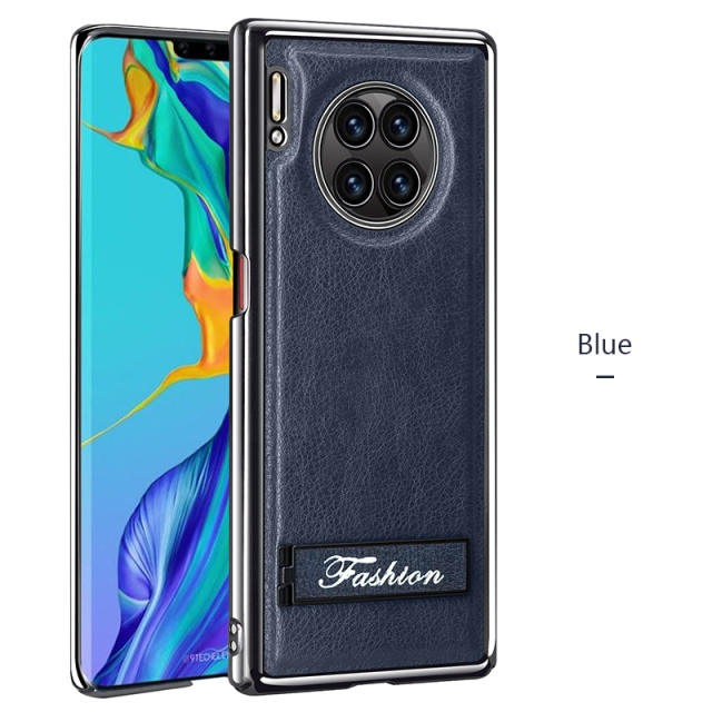 all-inclusive electroplated folding stand shockproof TPU phone case For Huawei mate 30 pro business leather case with stand