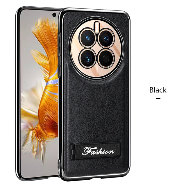 all-inclusive electroplated folding stand shockproof TPU phone case For Huawei mate 50 business leather case with stand
