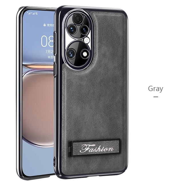 all-inclusive electroplated folding stand shockproof TPU phone case For Huawei p50 business leather case with stand