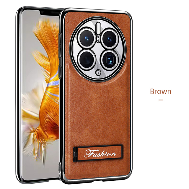 all-inclusive electroplated folding stand shockproof TPU phone case For Huawei mate 50 pro business leather case with stand
