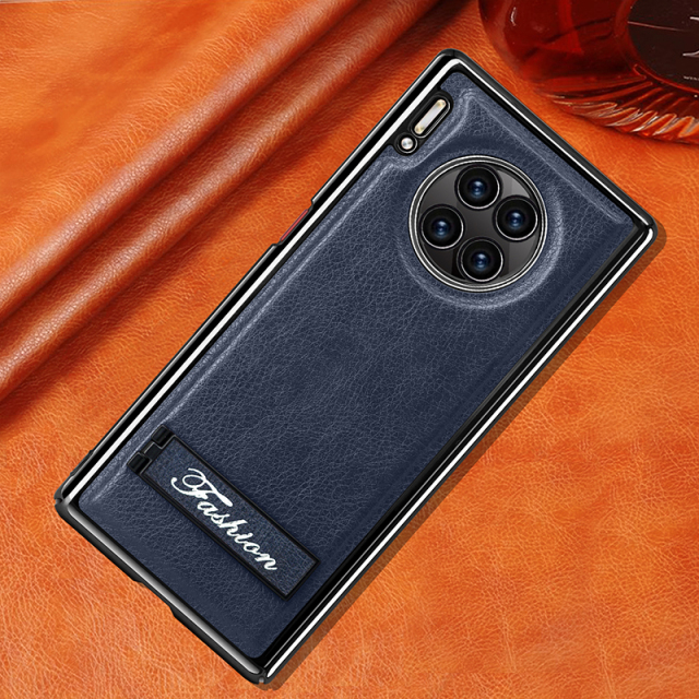 all-inclusive electroplated folding stand shockproof TPU phone case For Huawei mate 30 pro business leather case with stand