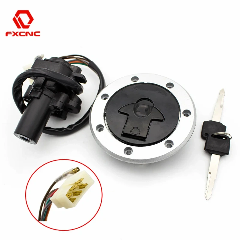 Motorcycle Ignition Switch Fuel Gas Cap Cover Lock Key Set For Kawasaki ZX6R ZX9R ZX7R ZZR ZXR 400 600 750 ZZR400 ZZR600