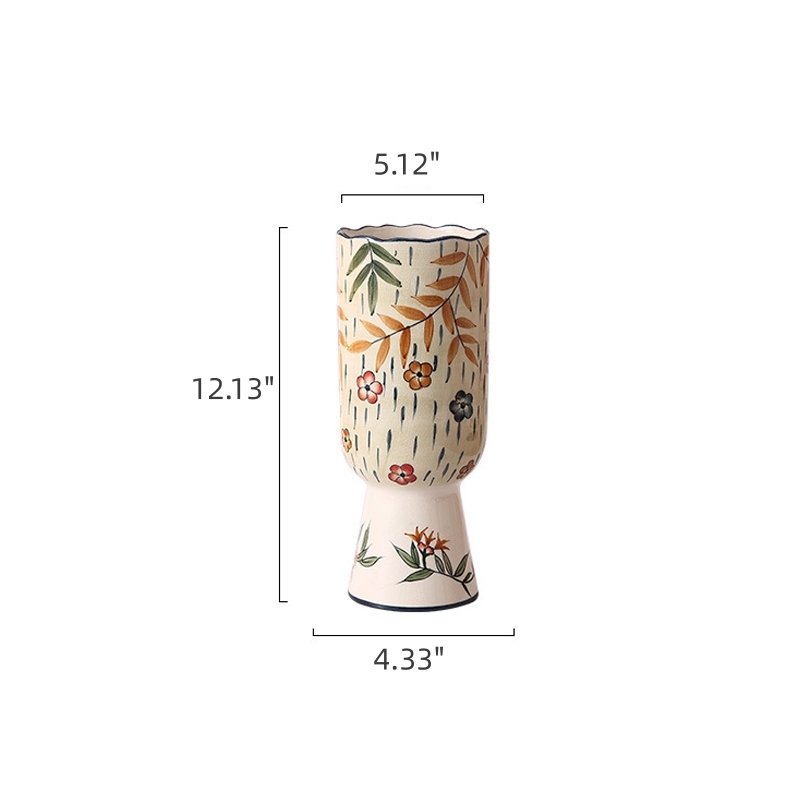 Yellow Leaf Hand Painted Ceramic Vases