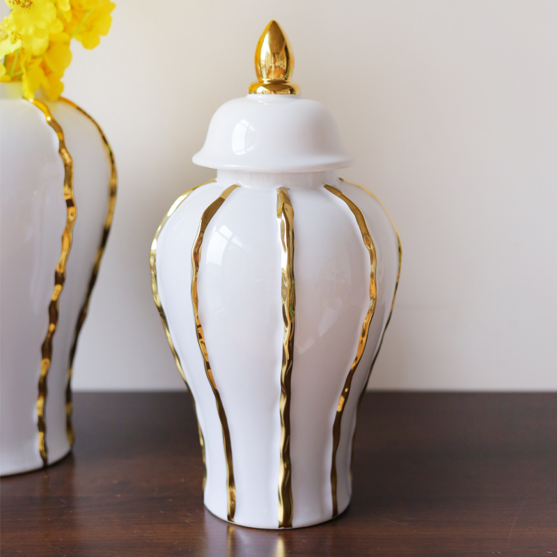 Ceramic Flower Vase Porcelain Ginger Jar Traditional Table Centerpieces Decorative Jar