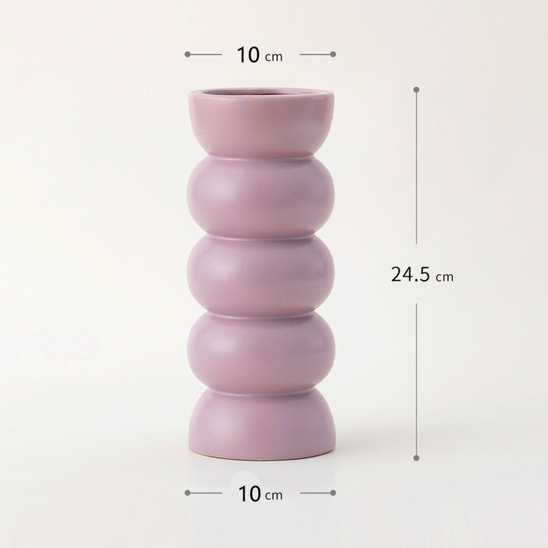 Nordic Circular Cylinder Ceramic Ornament Flower Vase