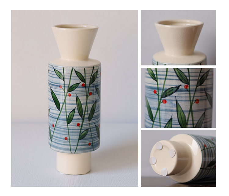 Ice Cracked Glaze Hand Painted Ceramic Pitcher Vase Set in Classic Shape